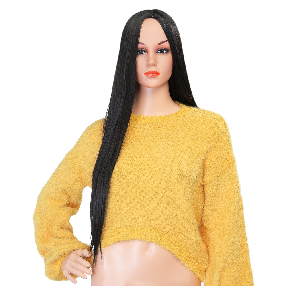 Ultra Long Middle Part Straight Synthetic Wig NATURAL BLACK