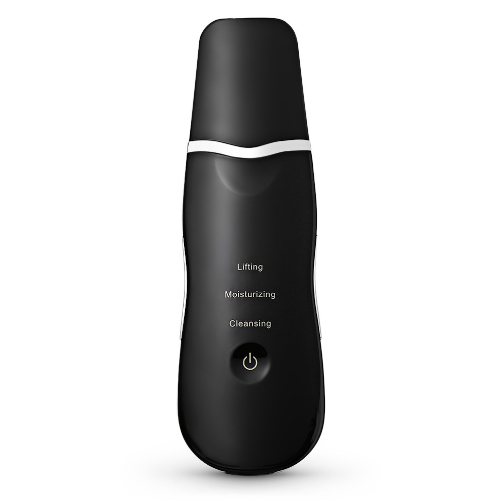 YZ - m010 Electric Ultrasonic Facial Scrubber Cleanse Massage Brighten Lift Skin Care Spatula BLACK
