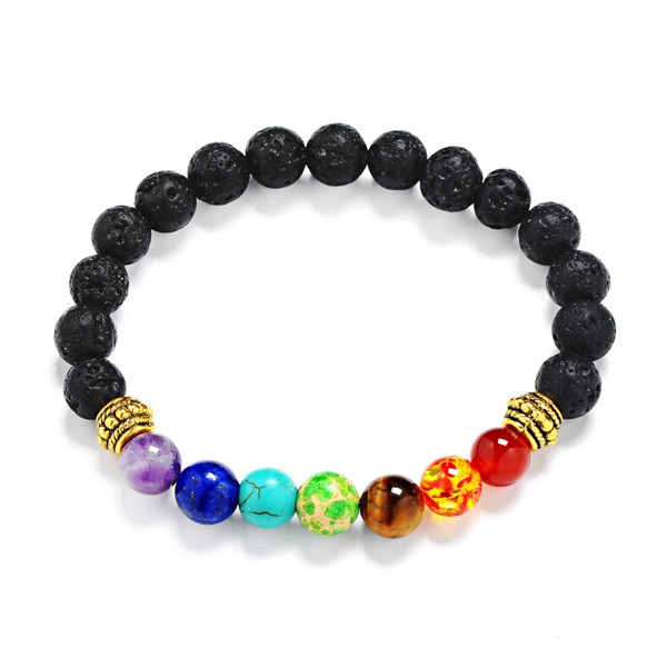 Lava Stone Multicolor Beaded Bracelet GOLDEN