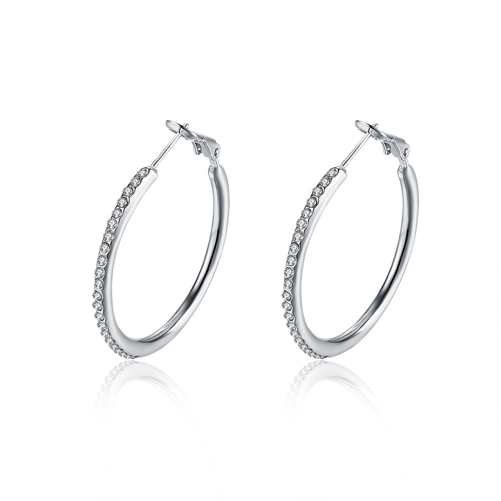 Platinum Round Czech Diamond Earrings SILVER