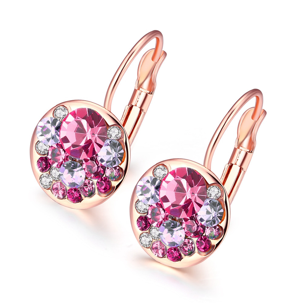 Fashion K Gold European and American Fashion Dazzle Eye Round Earrings ROSE GOLD