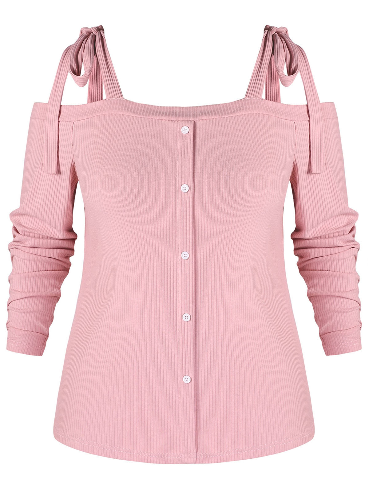 Plus Size Cold Shoulder Ribbed Knitwear ROSE