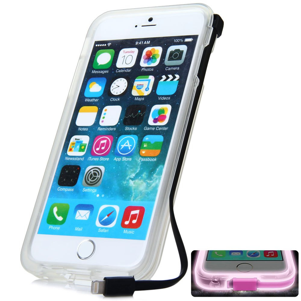 Plastic and TPU Material High Speed USB Charger Cable Back Case for iPhone 6 Plus - 5.5 inches BLACK
