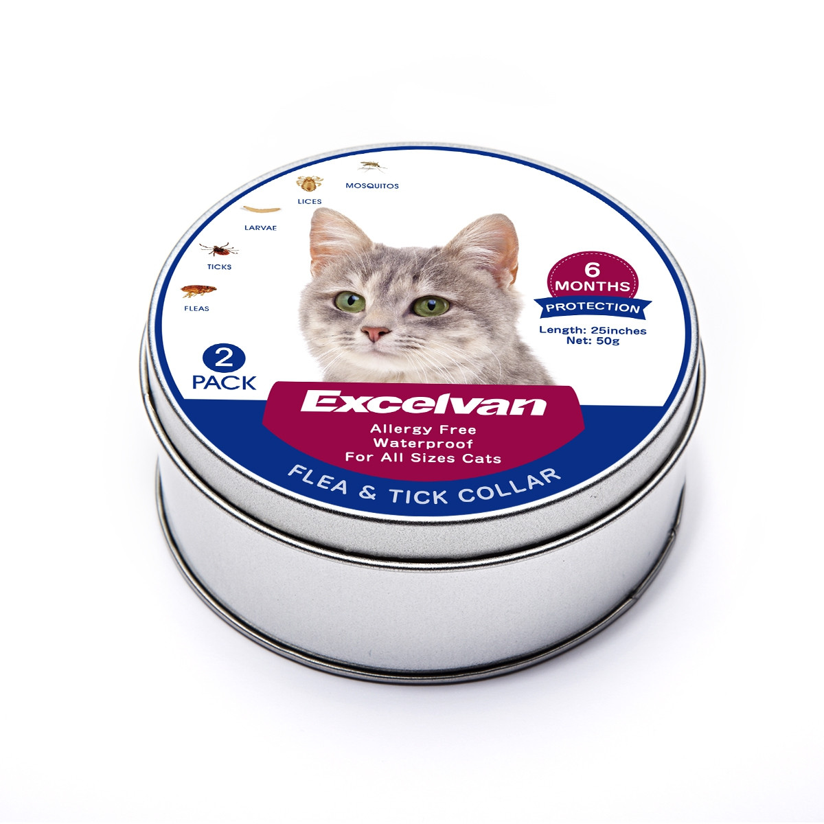 flea and tick collar for cats -2 pack GRAY