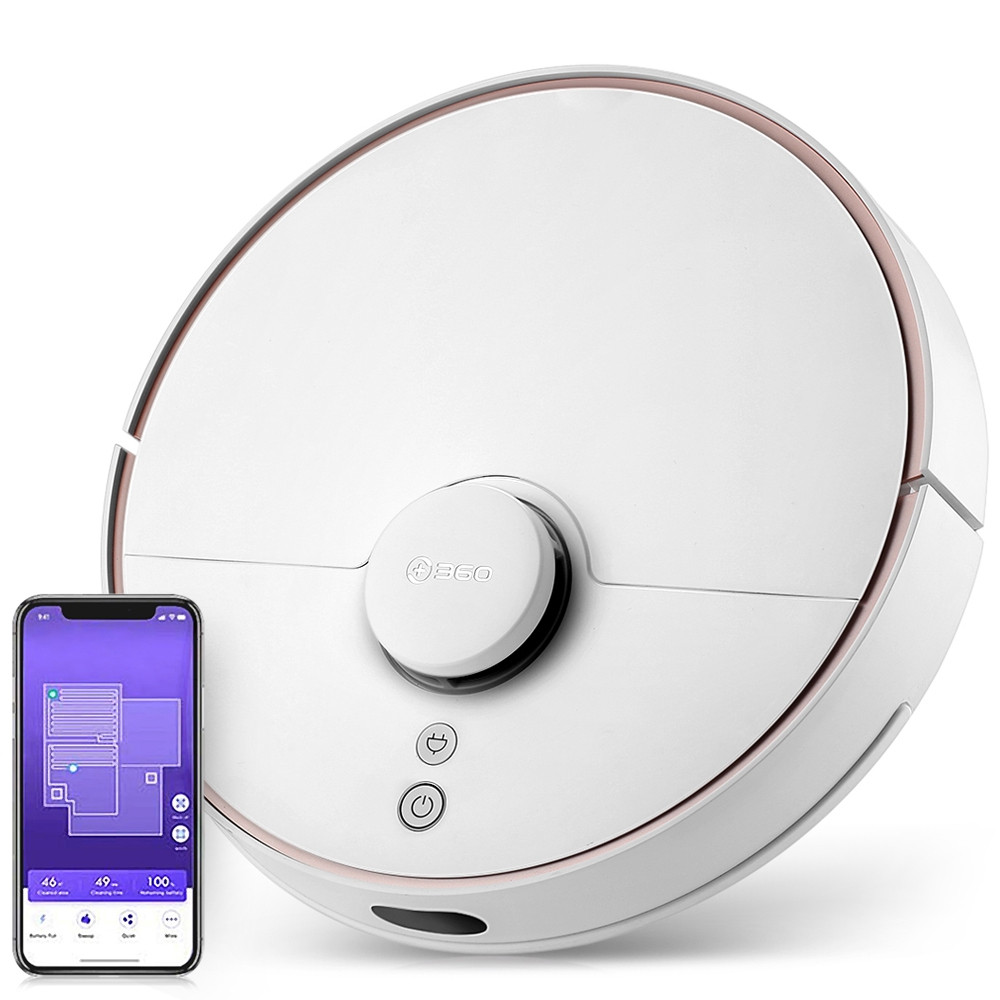360 S7 Laser Navigation Slam Route Planning 2000Pa Large Suction Ultra-quiet Map Memory Sweeping Floor Mopping Robot International Version WHITE