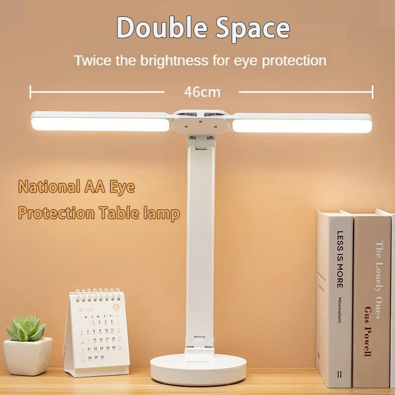 LED Energy Saving USB Double Lamp Cap Foldable Reading Lamp for Children's Mobile Phone Bracket Desk Study Light Bedroom Table