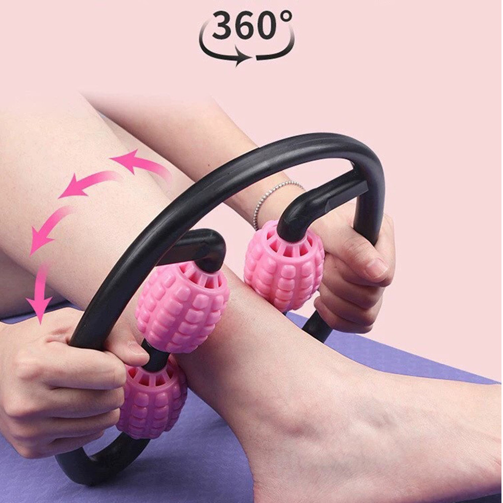 360° Massager Leg Muscle Relaxation Roller Ring Clamp Leg Massage Stick Yoga Body Shaping 4 Wheels Fitness Device for Sports