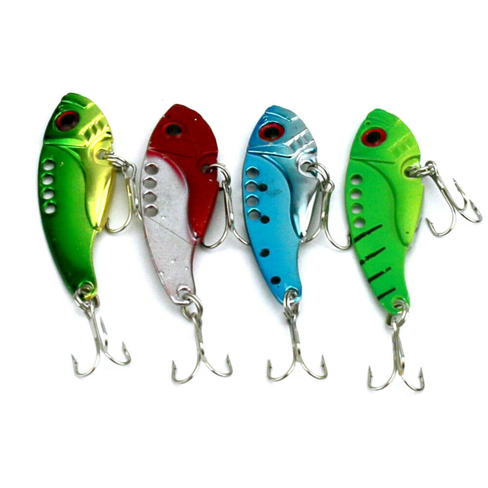 4PCS 5.5cm/11g 3D Eyes Fishing Metal Bait Crankbaits Lures Bass VIB Blade Tackle
