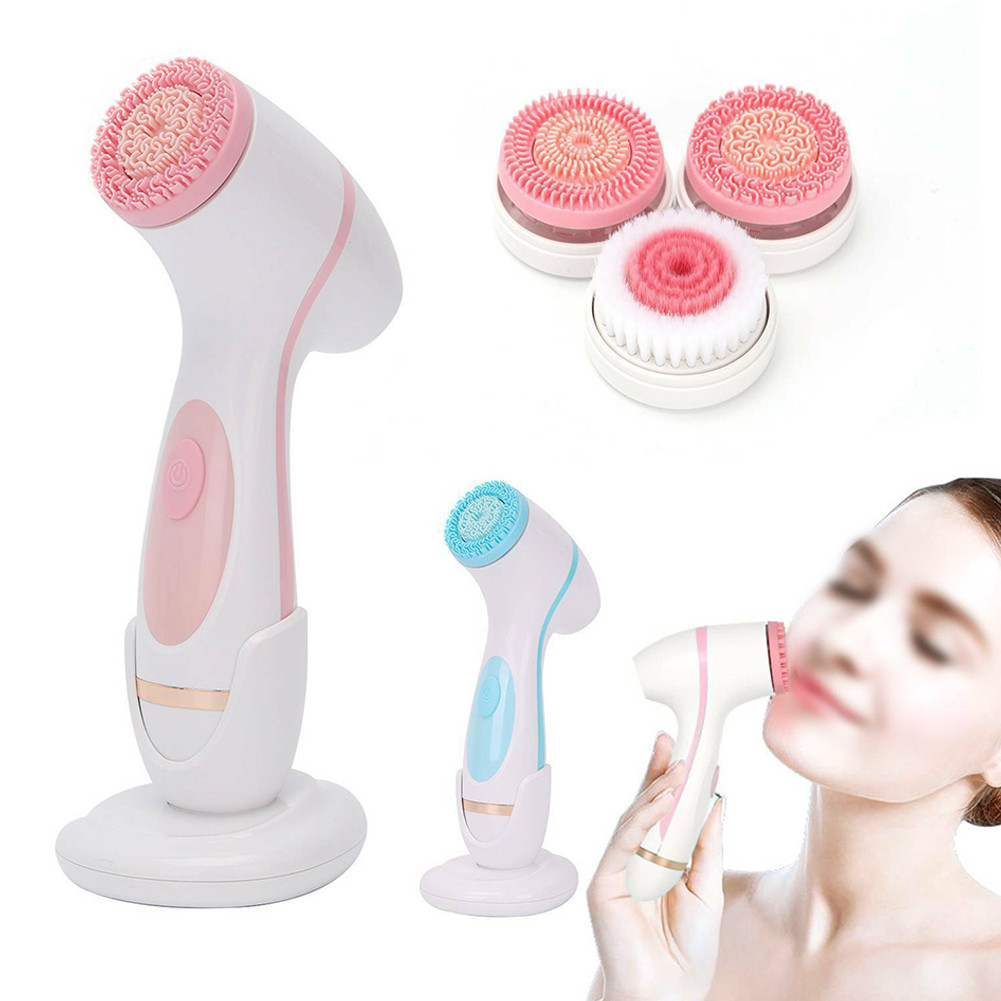Ultrasonic Face Cleaner Brush Silicone Facial Cleansing Pore Blackhead Remove 