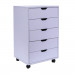5-Drawer Wood Filing Cabinet, Mobile Storage Cabinet for Closet / Office White Color