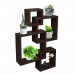 Set of 4 Intersecting Decorative Color Wall Shelf Brown