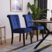 Velvet Fabric / Rubber Wood Legs / Cushion Original Cotton Density 26   Spring / Nail Dressing Stool Two Sets Blue