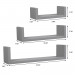 Set of 3 Floating Display Shelves Ledge Bookshelf Wall Mount Storage Home Décor Gray