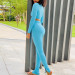 2020 Long Sleeve V-Neck Sexy Crop Top Leggings 2 Pieces Set Autumn Winter Women Fashion Streetwear Outfits Tracksuit