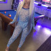 Two Piece Set 2020 Women Long Sleeve See Through Bodysuit leggings slim 2 Piece Outfit