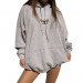 New Design Fashion Girls Sweatshirt Women 2020 Autumn Loose Pullovers Tops Gray Oversized Hoodies Butterfly Front Pocket Simple
