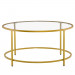 [90 x 90 x 45]cm Simple Single-Layer Round Frame Glass Surface Coffee Table Side Table 90 Round Gold