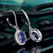 Fashion 925 Silver Drop Earrings for Women Blue Sapphire Jewelry A Pair/set