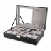 8+2 Slot Watch Box Display Case Leather Necklace Earring Jewelry Box with Mirror