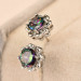 Fashion 925 Silver Stud Earrings for Women Jewelry Mystic Topaz A Pair/set