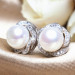 Gorgeous 925 Silver Stud Earrings Women White Pearl Wedding Jewelry A Pair/set