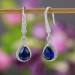 Gorgeous 925 Silver Drop Earrings for Women Blue Sapphire Jewelry A Pair/set