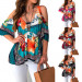 New Boho Beach Women Cold Shoulder Short Sleeve Blouses Floral Print Shirts Casual Ladies Female V Neck Top 